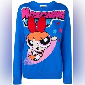 Moschino Blue Cartoon Graphic Sweater